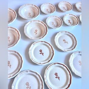 Vintage Restaurantware Dish Set 18 Pc Plates Bowls Pink Speckled